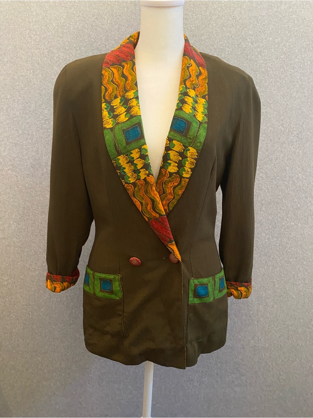 Platinum by Dorothy Schoelen Blazer Top Vintage funky buttons Wearable Art Small